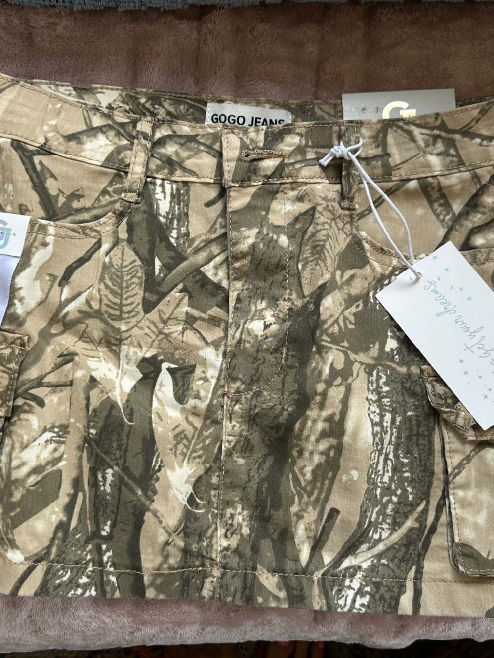 Cargo camo jean skirt with pockets Brand new